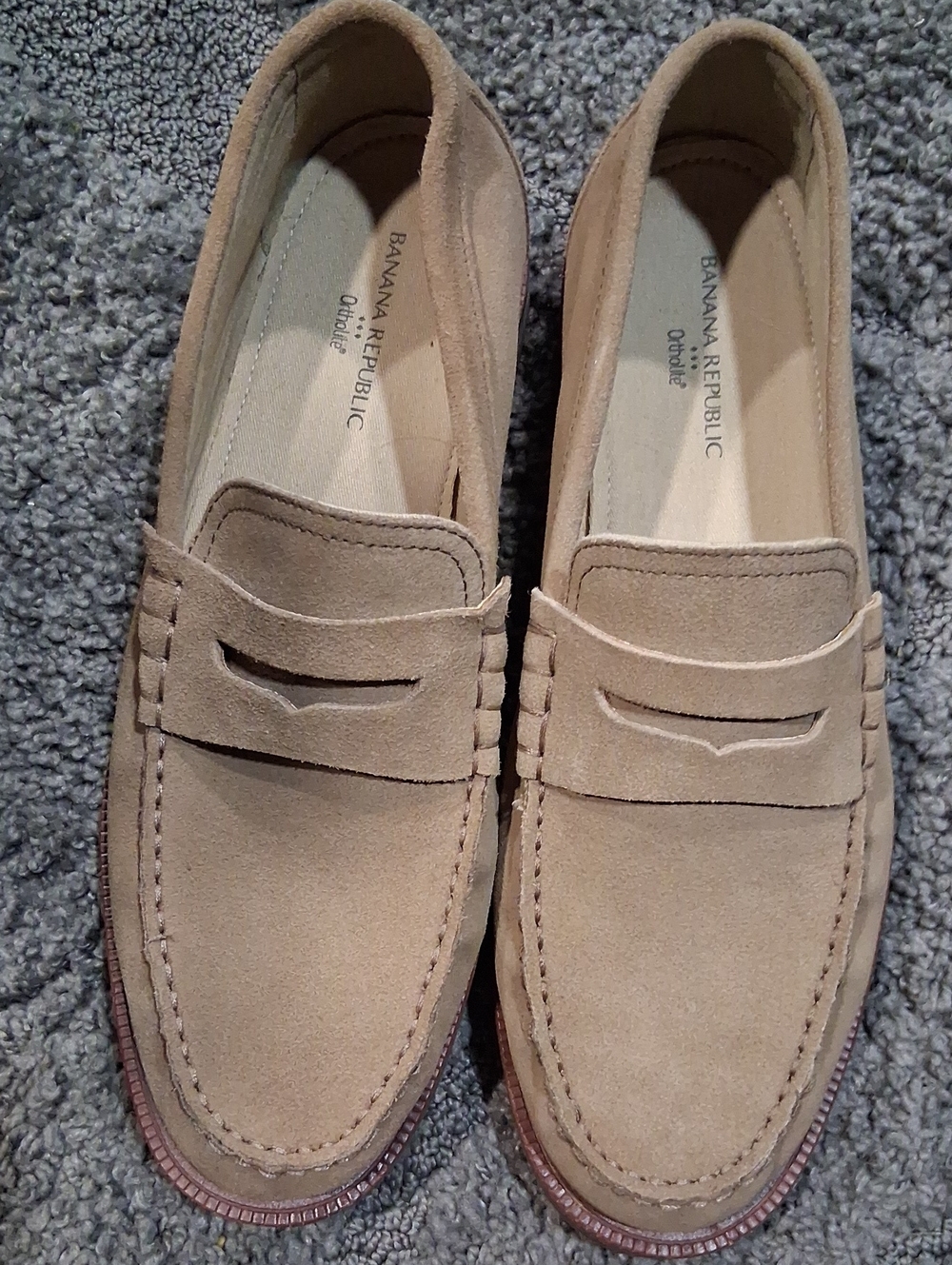 Banana Republic Suede Penny Loafers in Beige-Tan